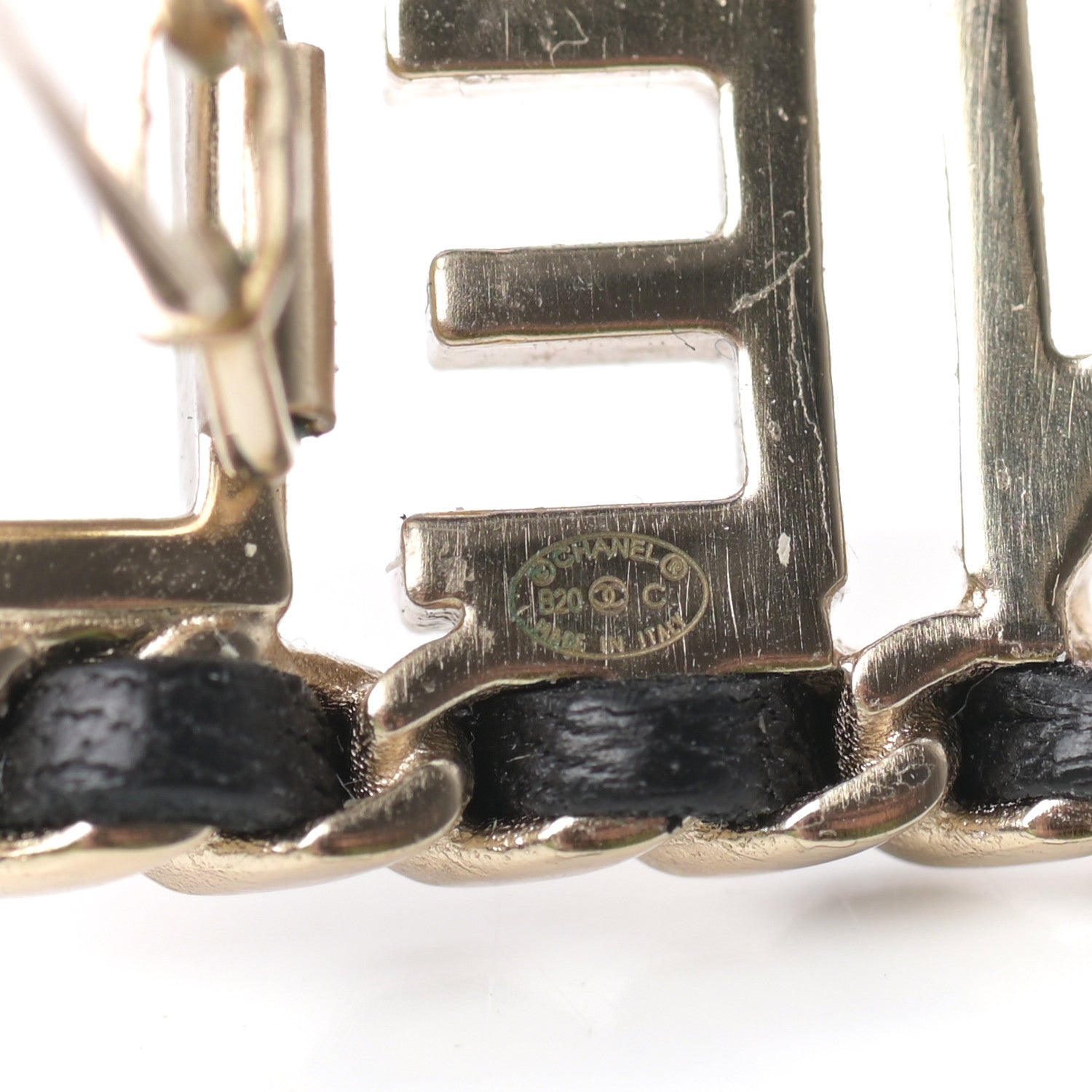Chanel Metal Lambskin Vintage Allure Logo Hair Clip Black Gold 3 of 3