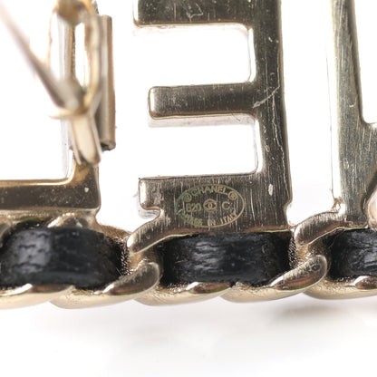 Chanel Metal Lambskin Vintage Allure Logo Hair Clip Black Gold 3 of 3