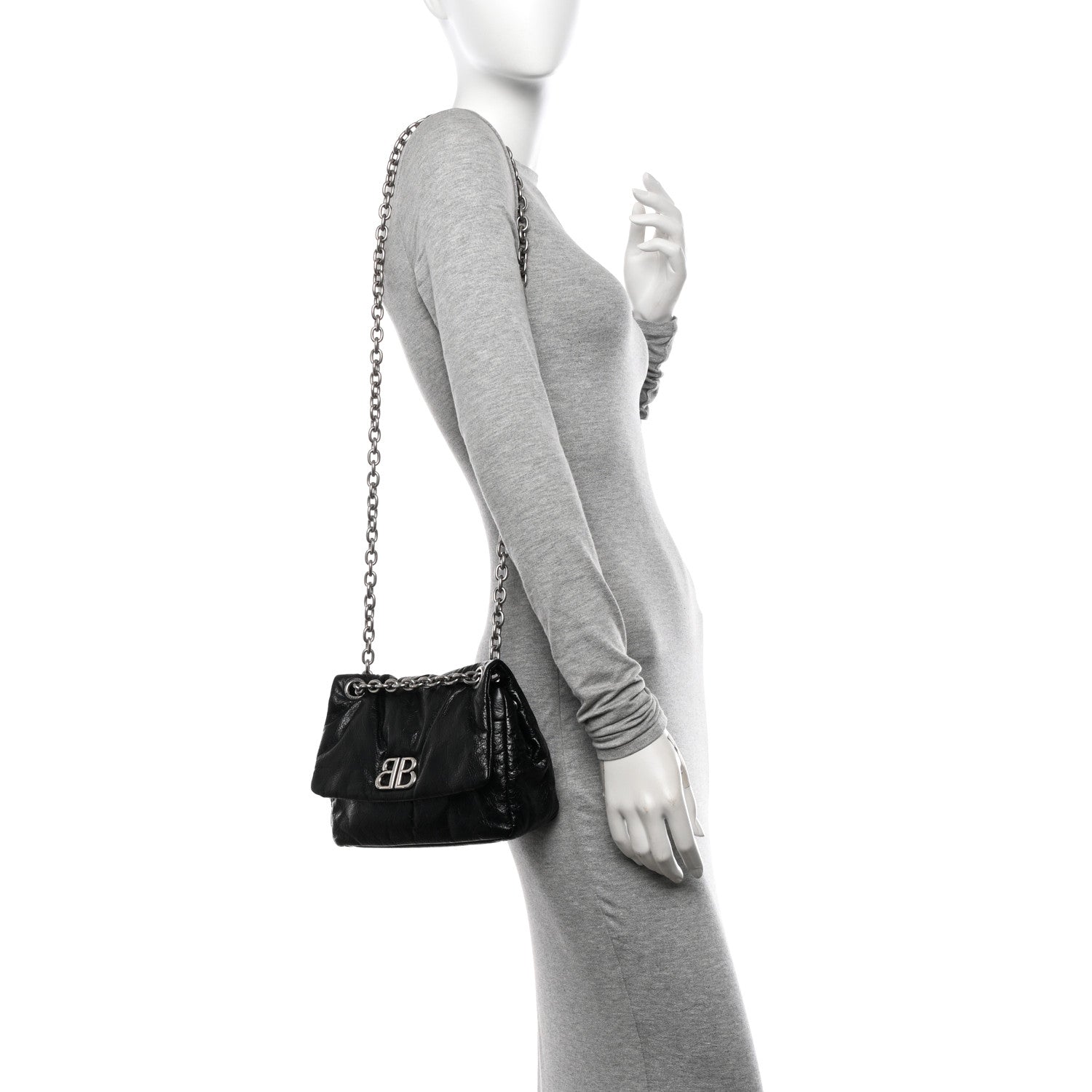 Balenciaga Arena Calfskin Mini Monaco Chain Shoulder Bag Black 2 of 10