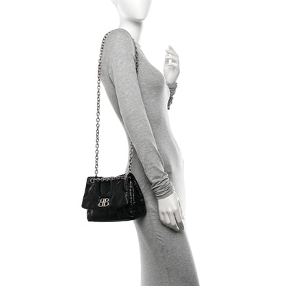 Balenciaga Arena Calfskin Mini Monaco Chain Shoulder Bag Black 2 of 10