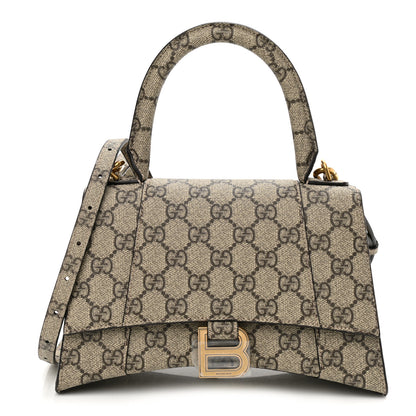 Balenciaga X GUCCI GG Supreme Monogram Small Hourglass Top Handle Bag Beige Ebony 1 of 10