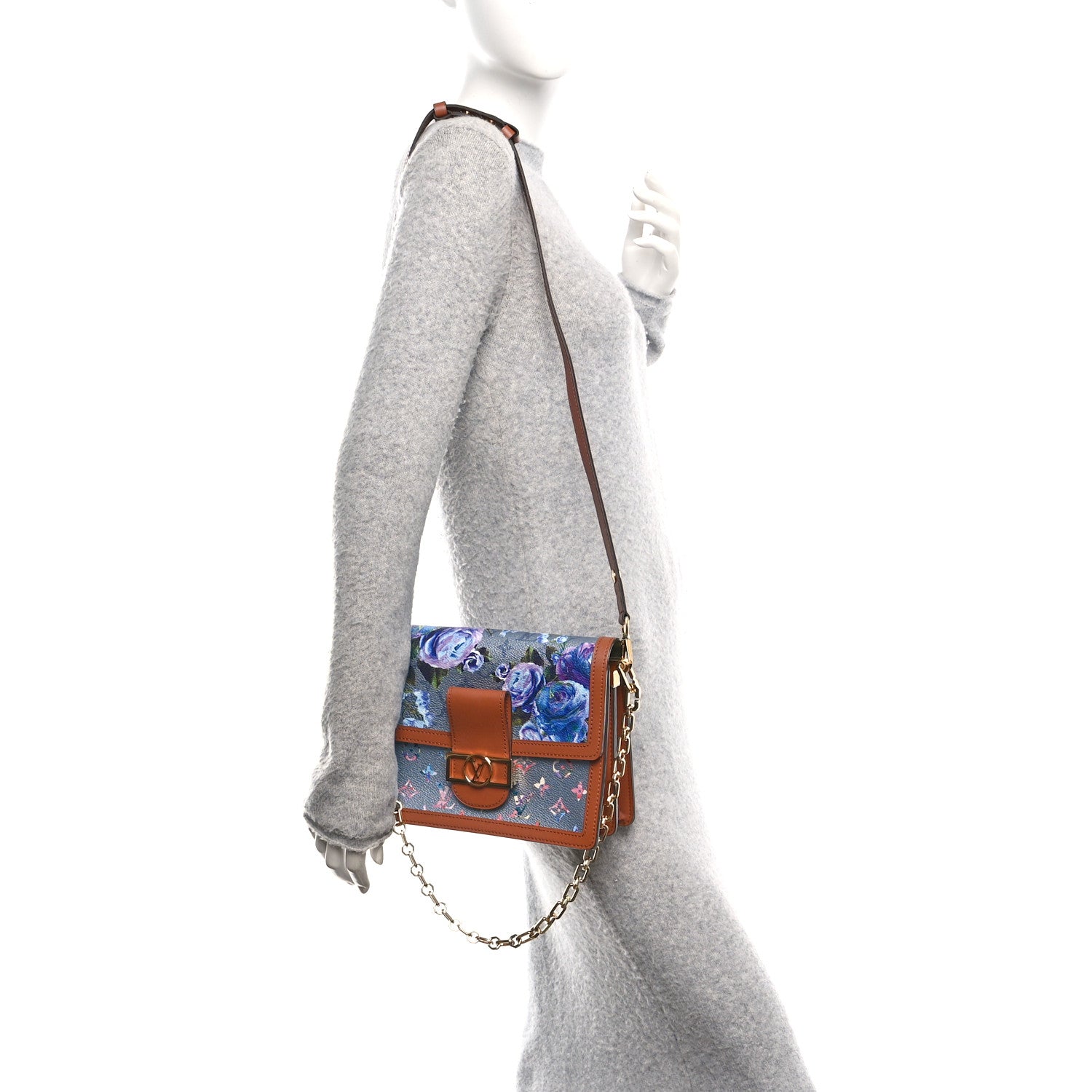 Louis Vuitton Metallic Monogram LV Garden Dauphine MM Blue 2 of 9