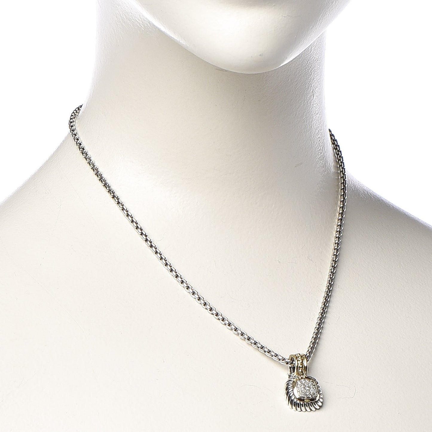 Sterling Silver 18K Gold Diamond 7mm Albion Enhancer Pendant Necklace