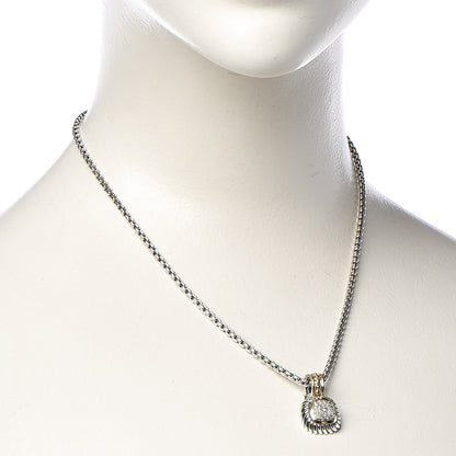 David Yurman Sterling Silver 18K Gold Diamond 7mm Albion Enhancer Pendant Necklace 2 of 6