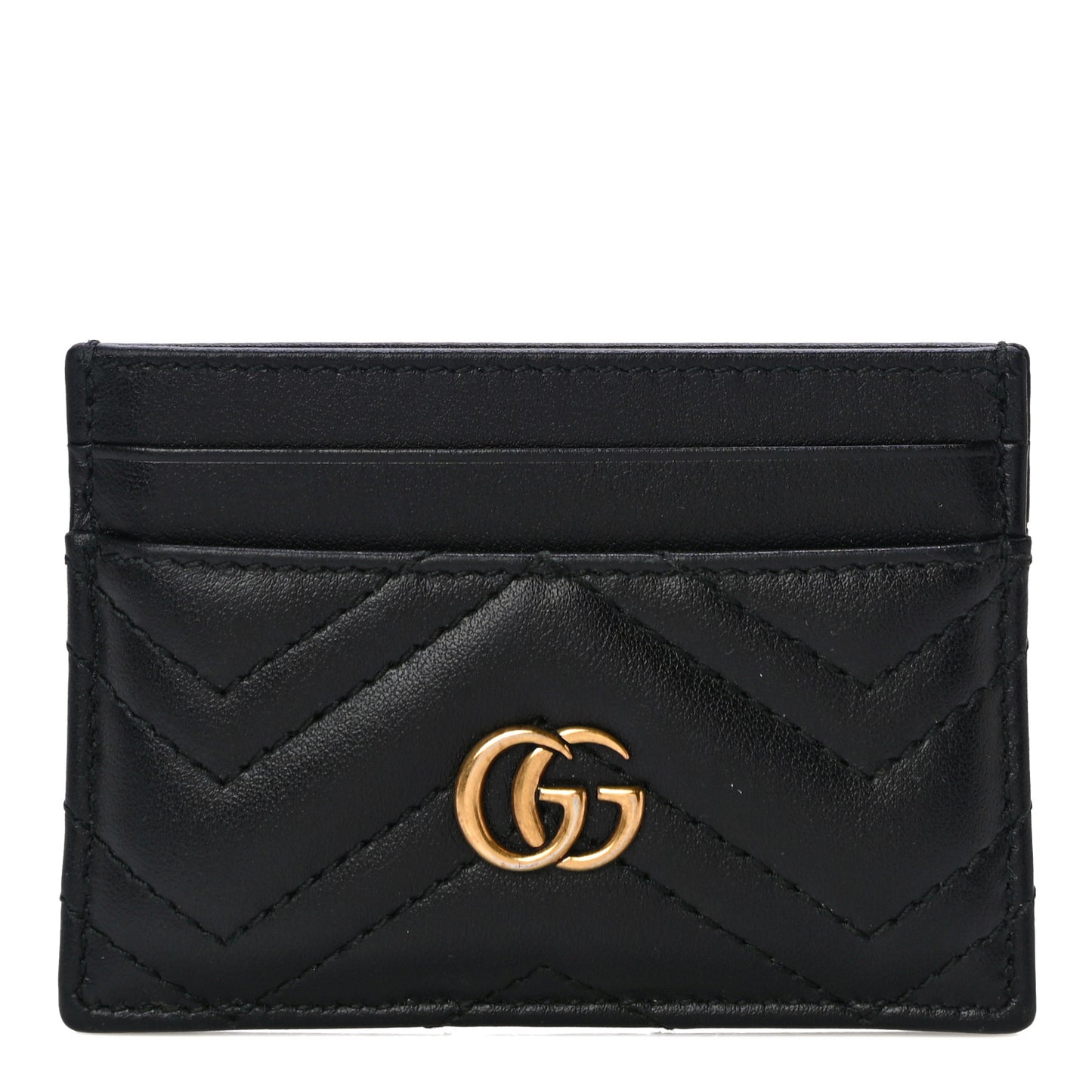 Calfskin Matelasse GG Marmont Card Holder Black