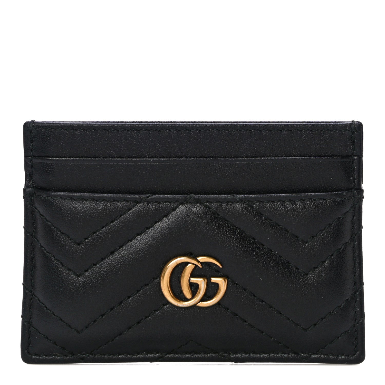 Gucci Calfskin Matelasse GG Marmont Card Holder Black 1 of 11