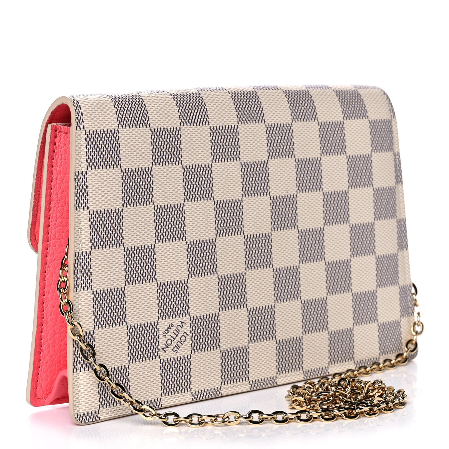Damier Azur Croisette Chain Wallet Rose Papaye