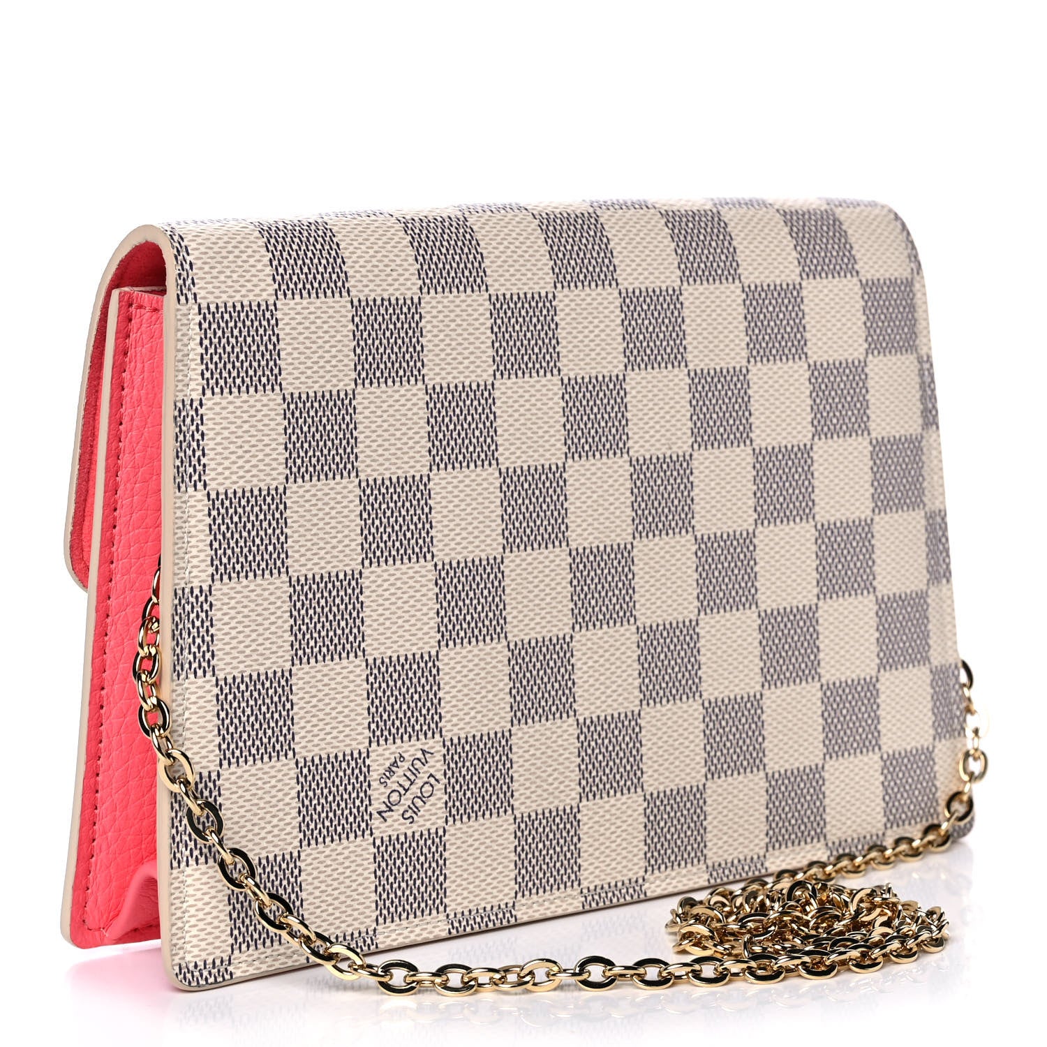 Louis Vuitton Damier Azur Croisette Chain Wallet Rose Papaye 3 of 9