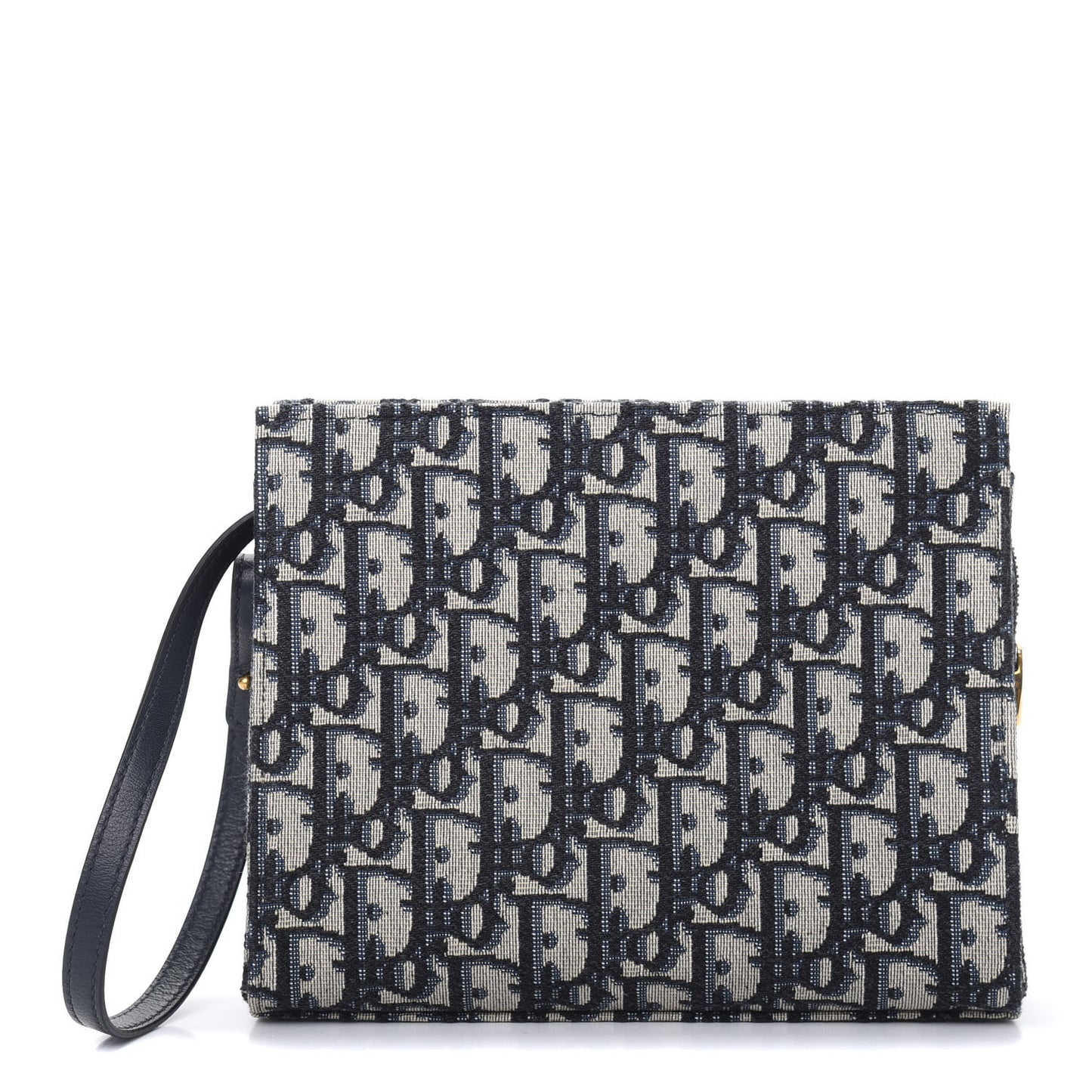 Oblique Zipped Pouch Clutch Blue