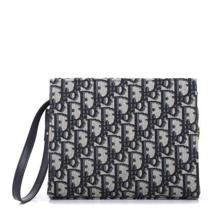 Christian Dior Oblique Zipped Pouch Clutch Blue 1 of 8