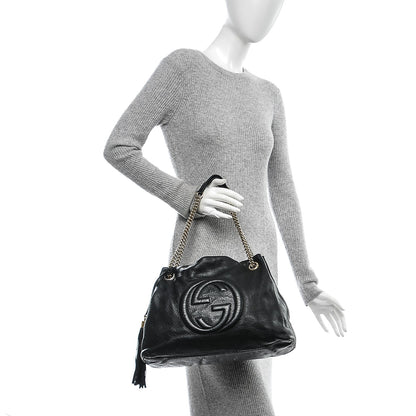 Gucci Pebbled Calfskin Medium Soho Chain Shoulder Bag Black 2 of 9