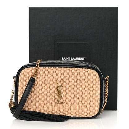 Saint Laurent Raffia Canvas Monogram Mini Lou Camera Bag Beige Black 12 of 12