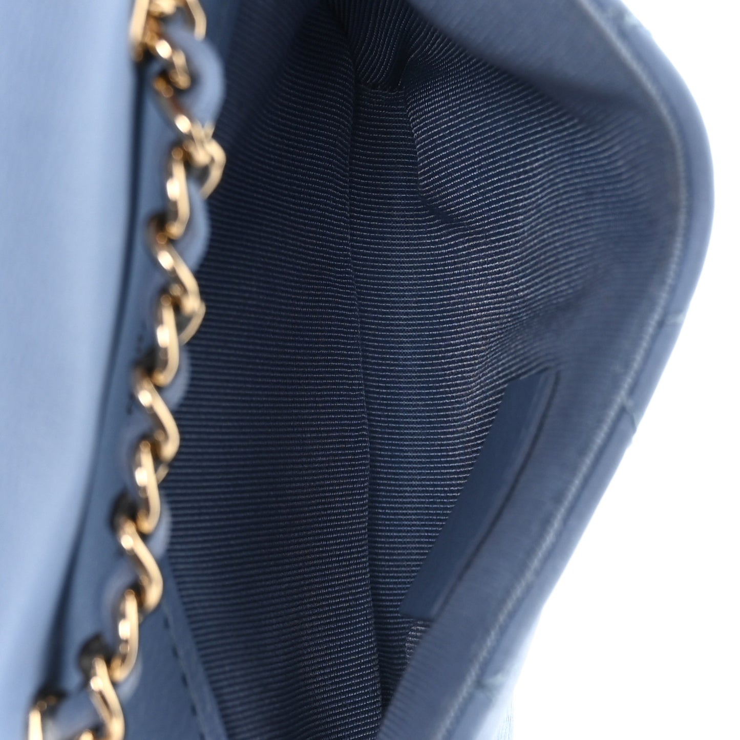 Lambskin Coco Enamel Quilted Mini Chain Belt Bag Light Blue