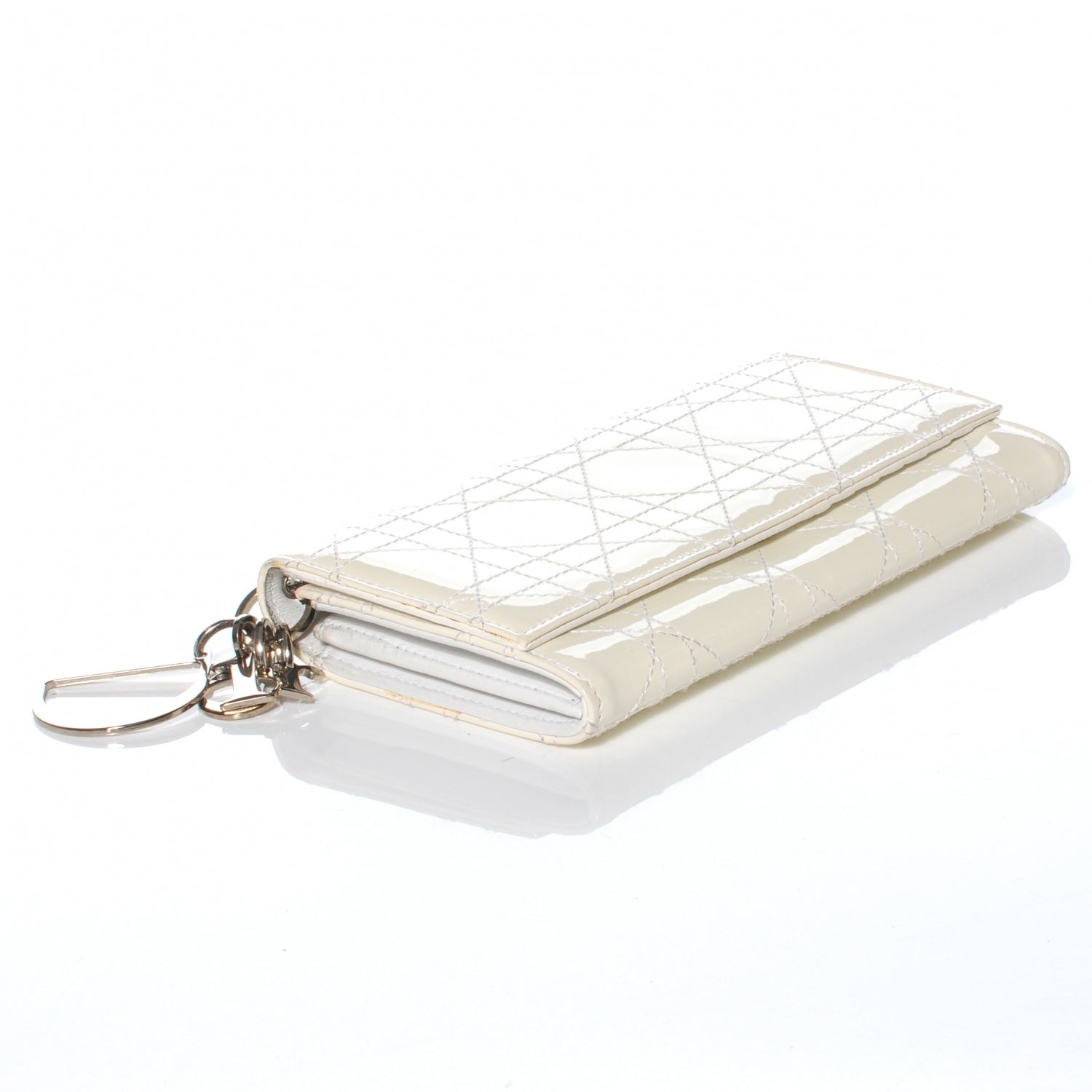 Christian Dior Patent Cannage Lady Dior Charm Wallet White 4 of 7