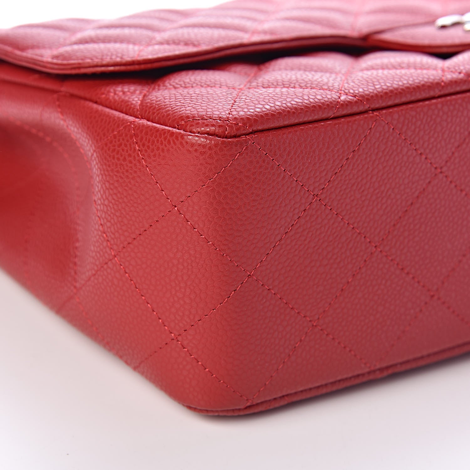 Chanel Caviar Quilted Jumbo Single Flap Red 9 of 13