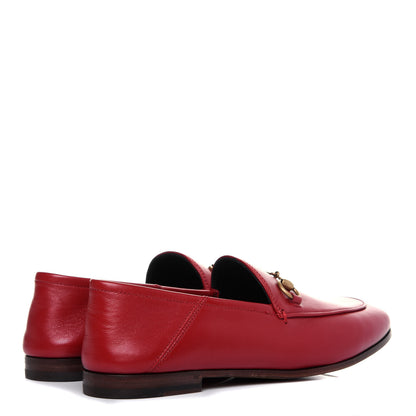 Gucci Lambskin Womens Brixton Horsebit Loafers 37.5 Hibiscus Red 4 of 12