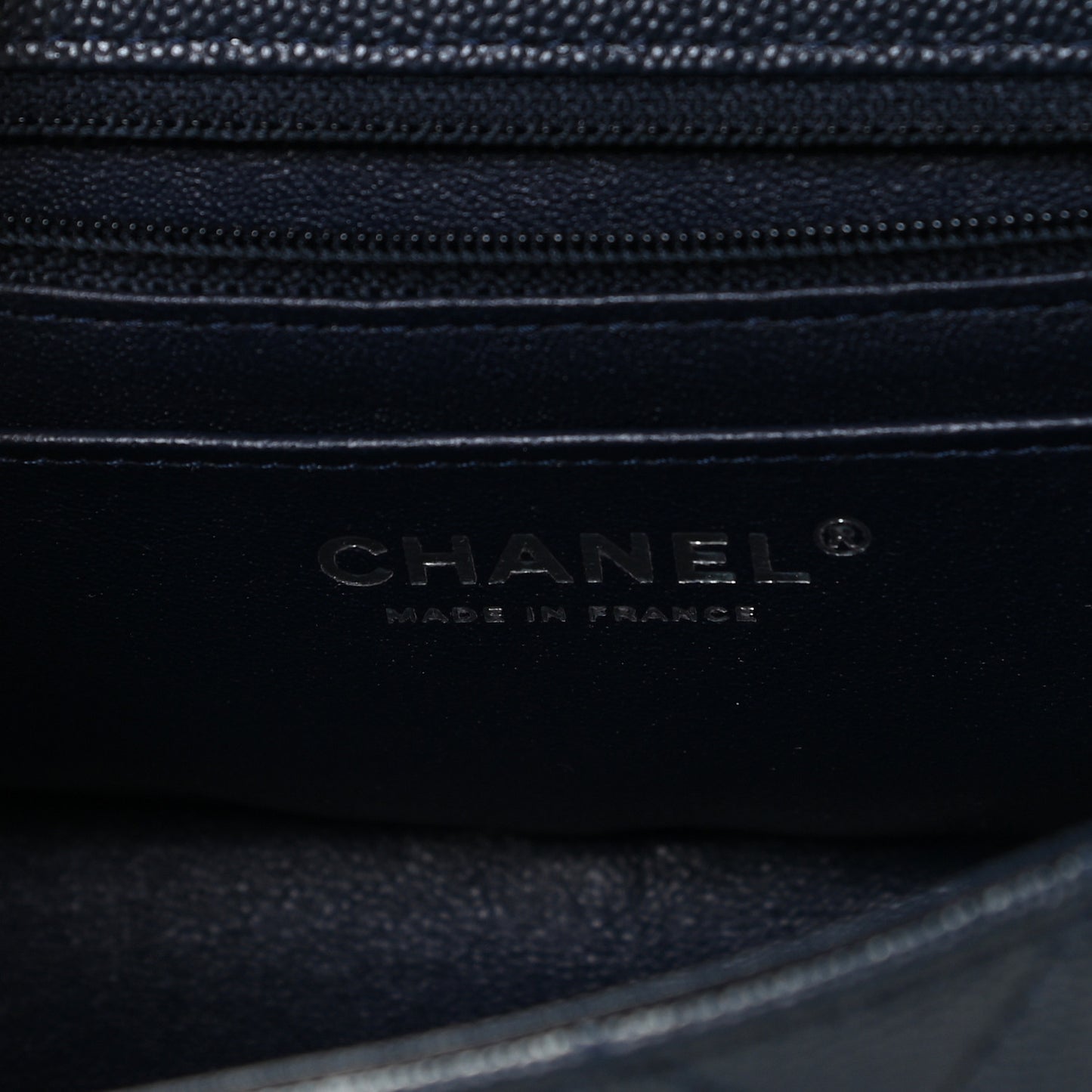 Caviar Quilted Mini Rectangular Flap Navy
