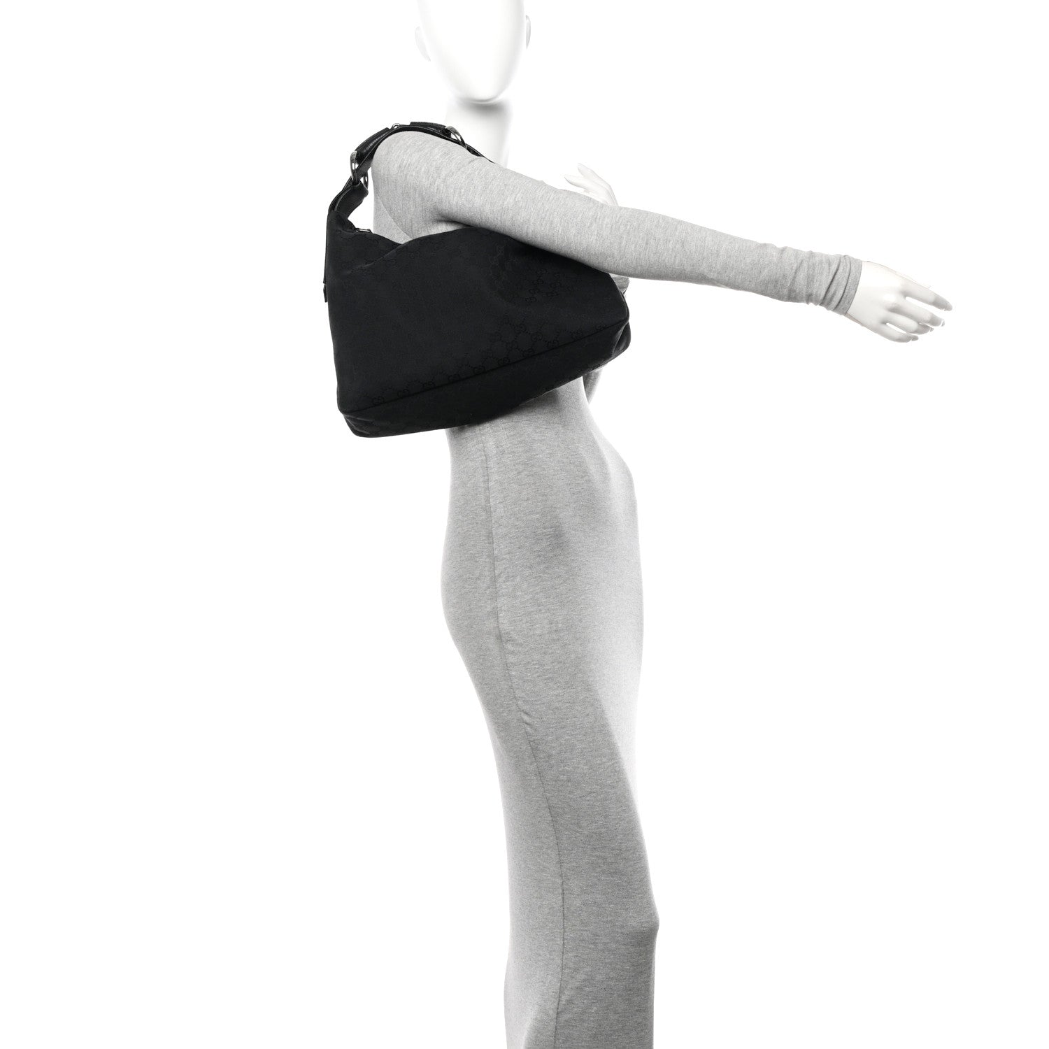 Gucci Monogram Medium Horsebit Chain Hobo Black 2 of 10