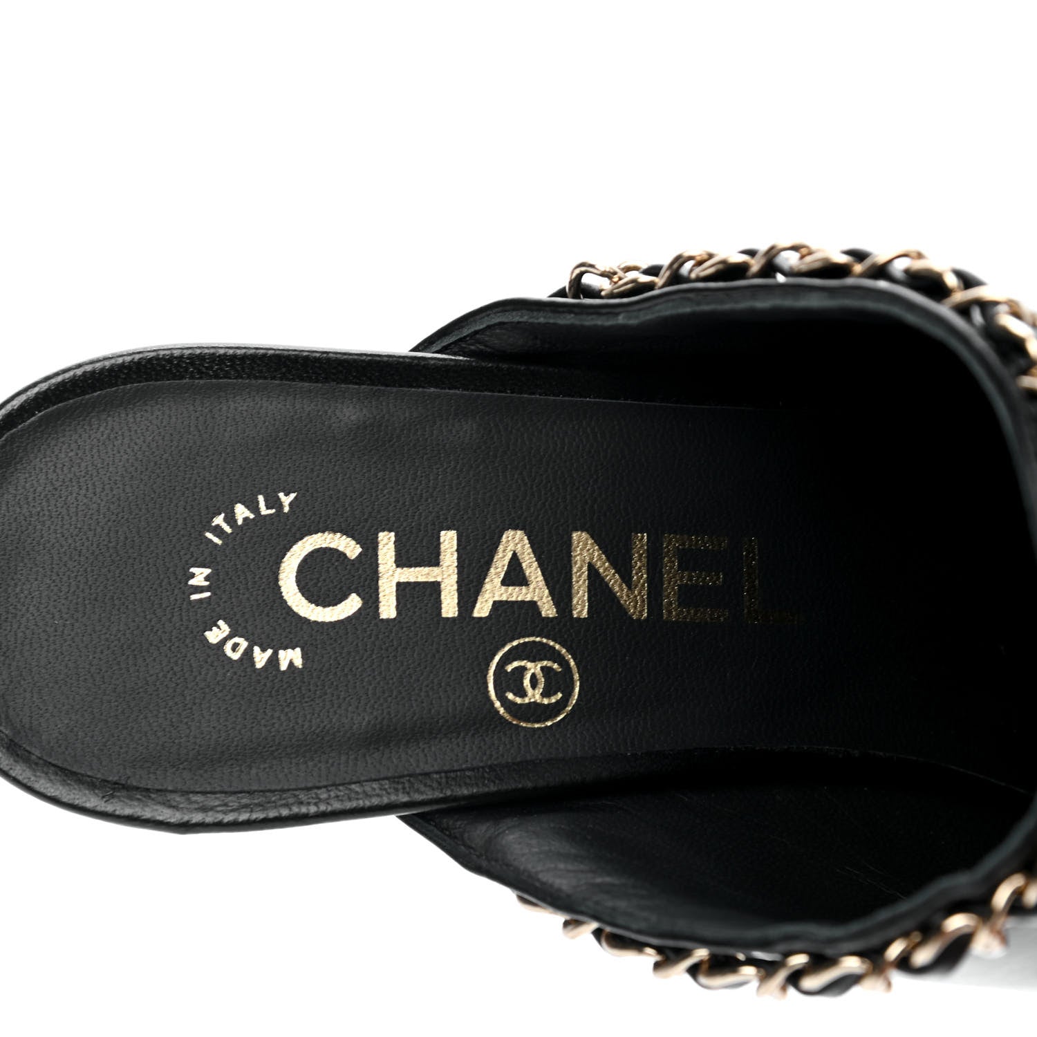 Chanel Lambskin Grosgrain Cap Toe Chain Mule 36.5 Black 7 of 12