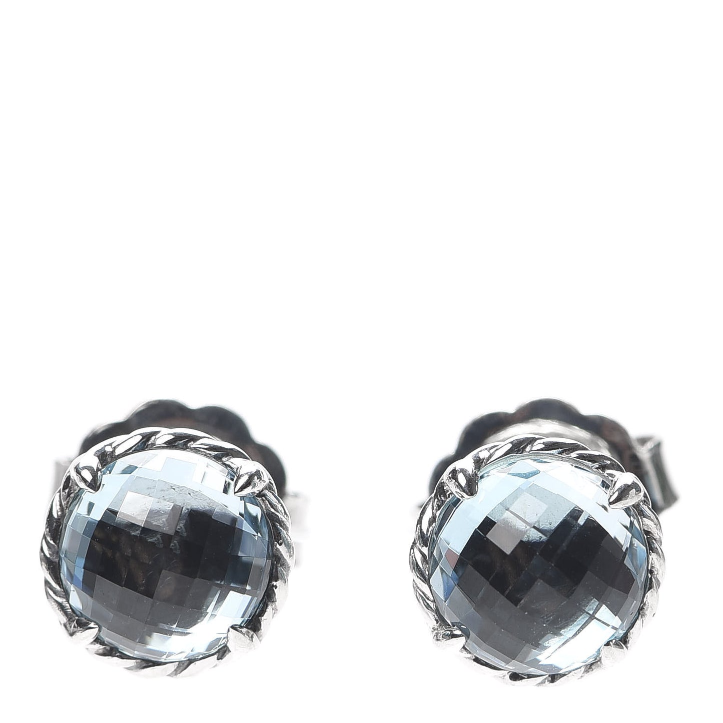 Sterling Silver Blue Topaz 10mm Chatelaine Earrings