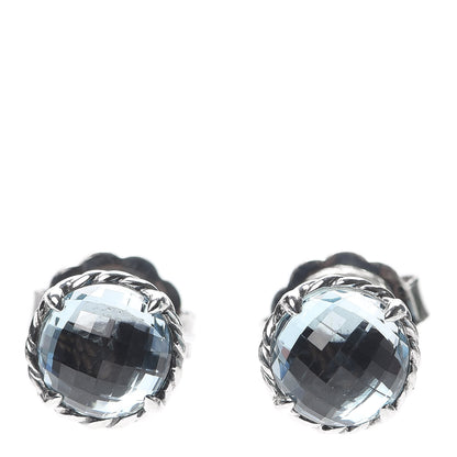 David Yurman Sterling Silver Blue Topaz 10mm Chatelaine Earrings 1 of 4