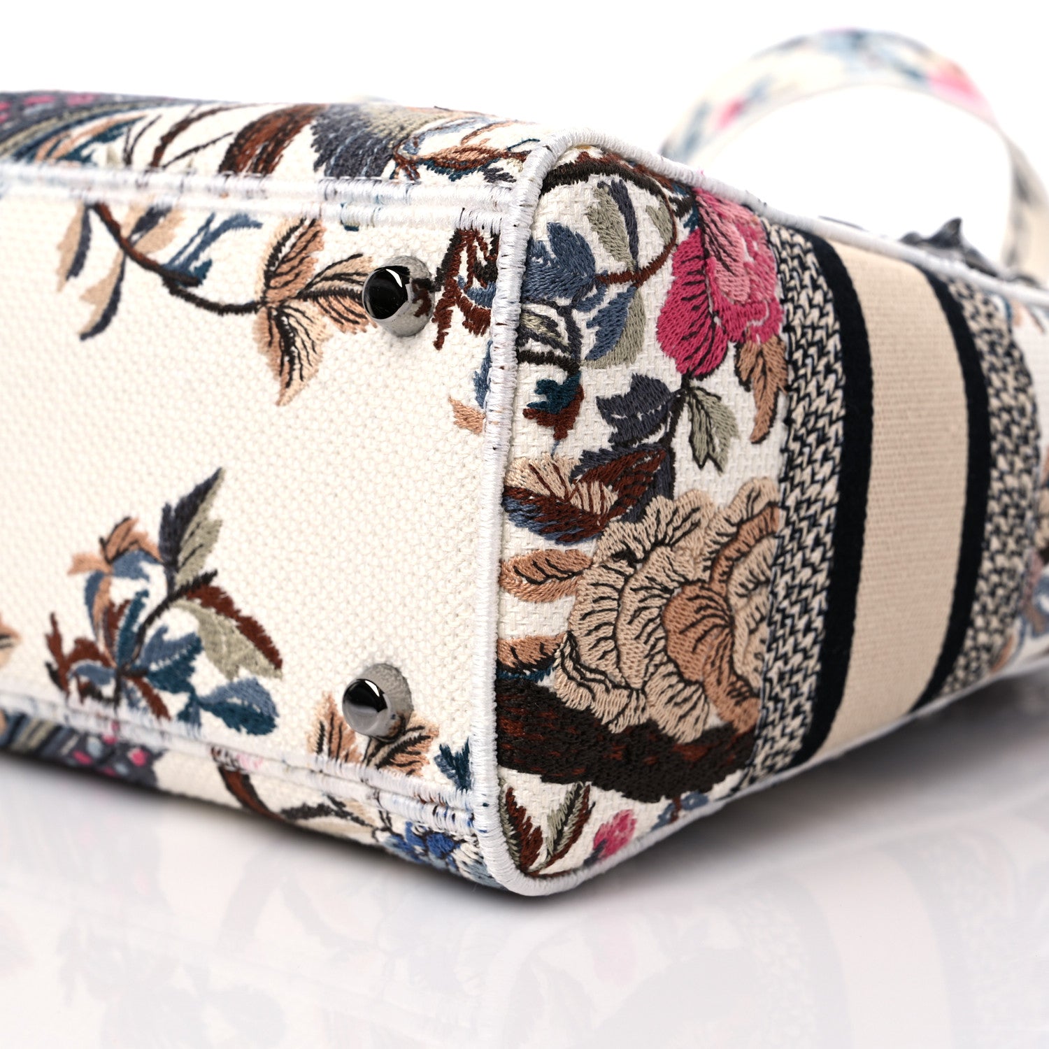 Christian Dior Canvas Jardin D'Hiver Embroidered Medium Lady D-Lite Ecru Multicolor 8 of 9