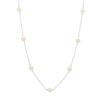 Mikimoto 18K White Gold Akoya Pearl 5.5-6mm Station Necklace 1 of 6