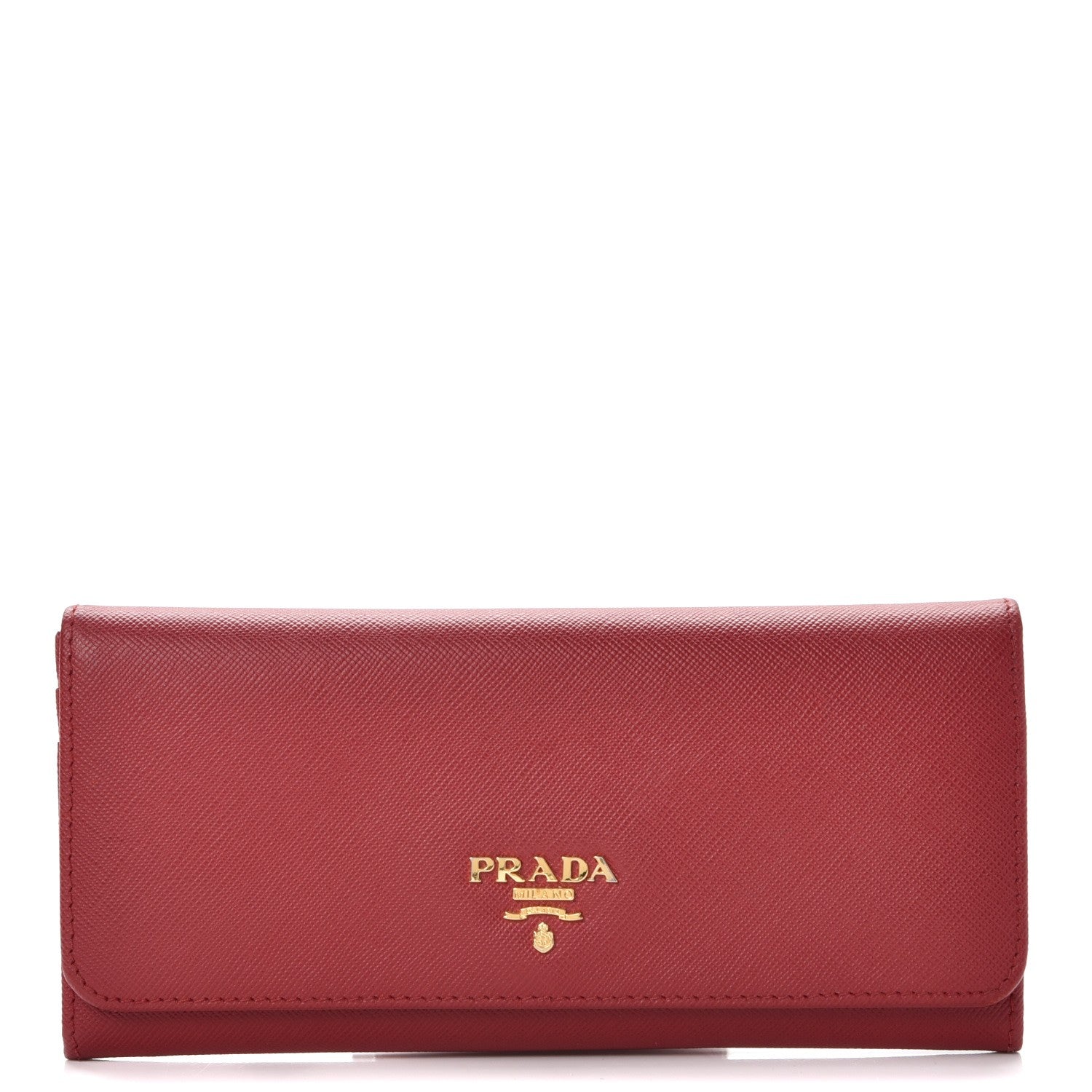 Prada Saffiano Metal Continental Flap Wallet Fuoco 1 of 11