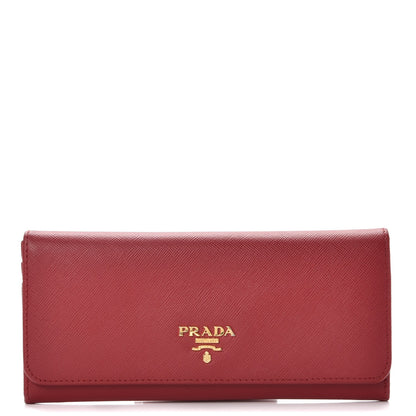 Prada Saffiano Metal Continental Flap Wallet Fuoco 1 of 11