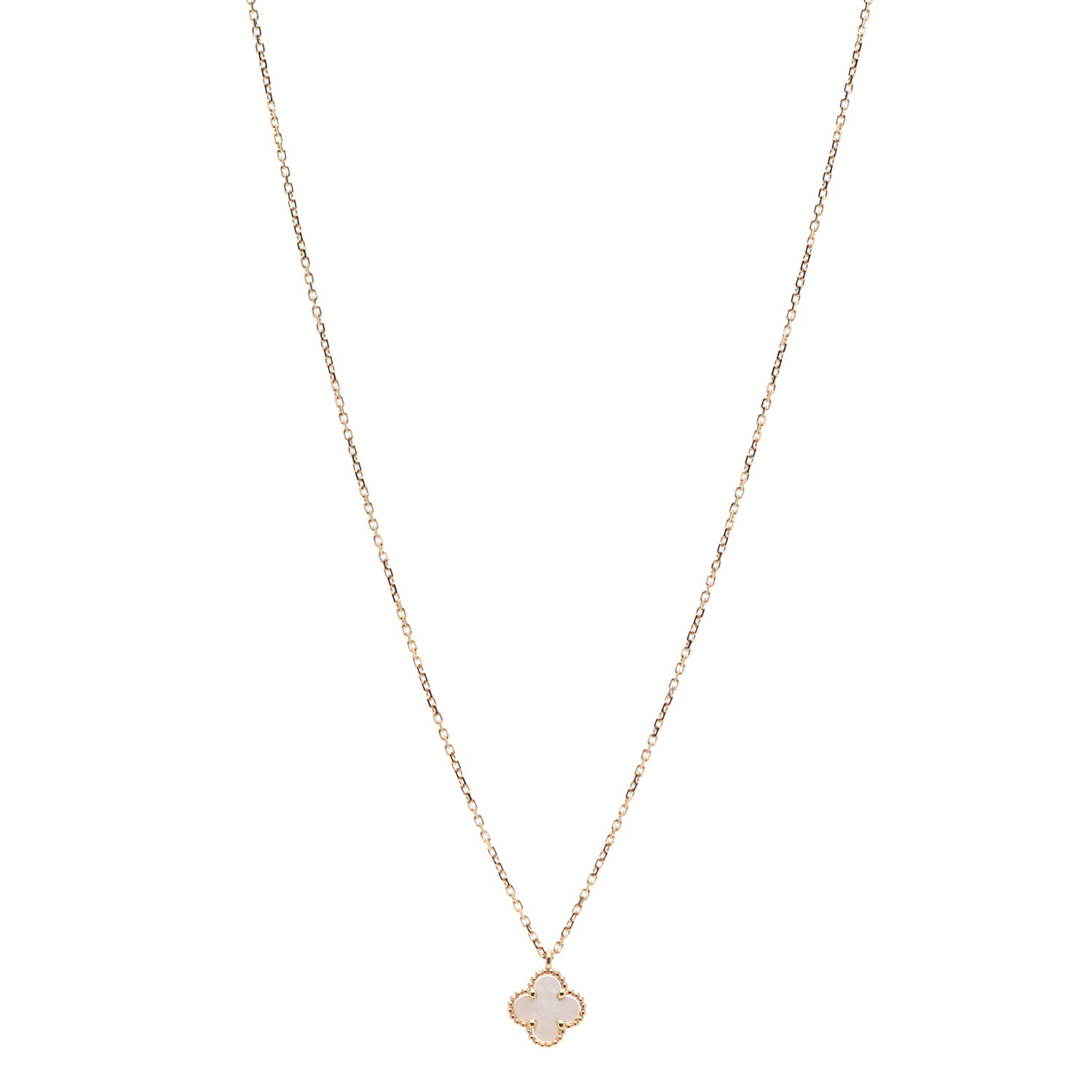 Van Cleef & Arpels 18K Yellow Gold Mother of Pearl Sweet Alhambra Pendant Necklace 1 of 5