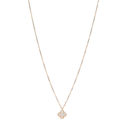 Van Cleef & Arpels 18K Yellow Gold Mother of Pearl Sweet Alhambra Pendant Necklace 1 of 5
