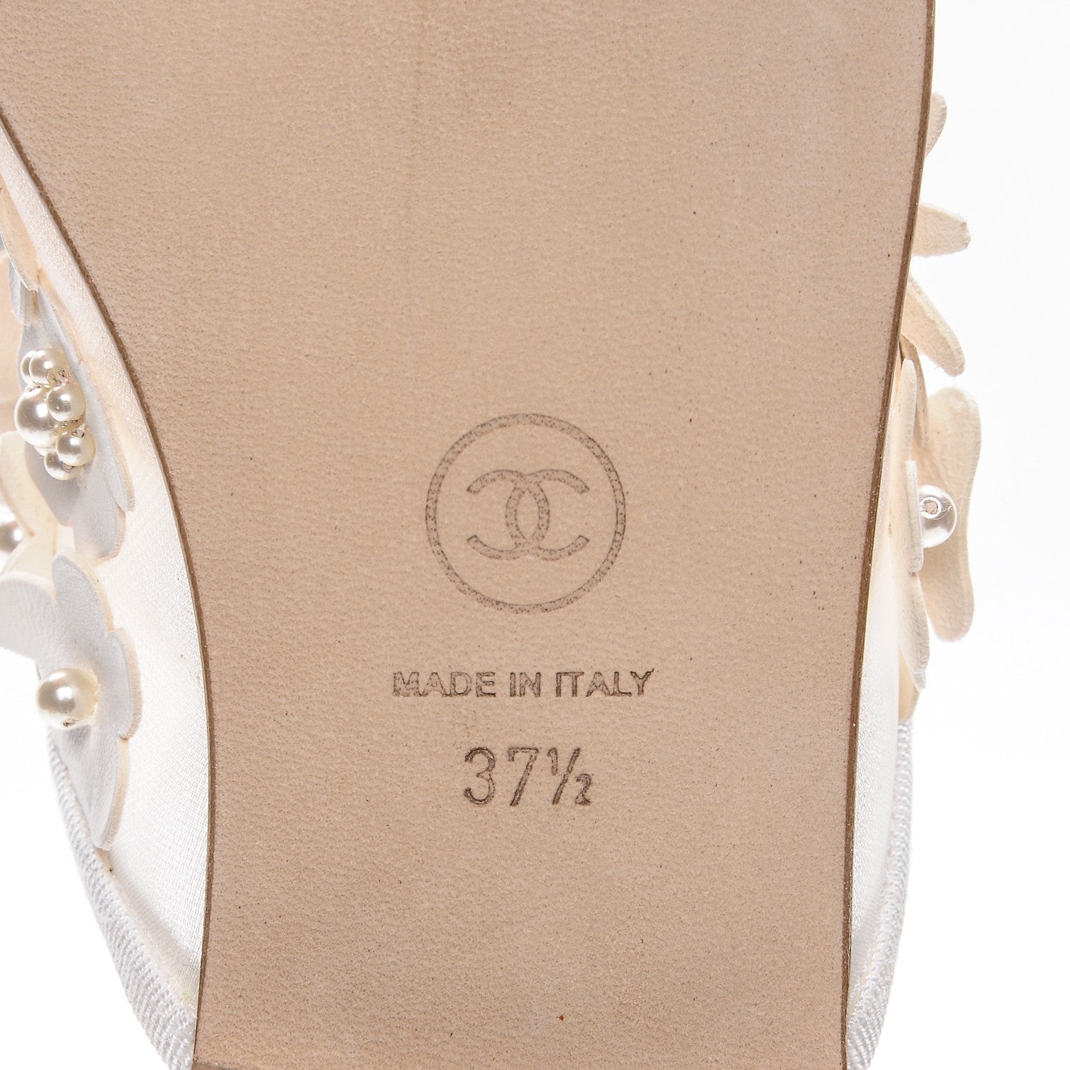 Chanel Lambskin Mesh Flower Pearl CC Mules 37.5 White 7 of 7
