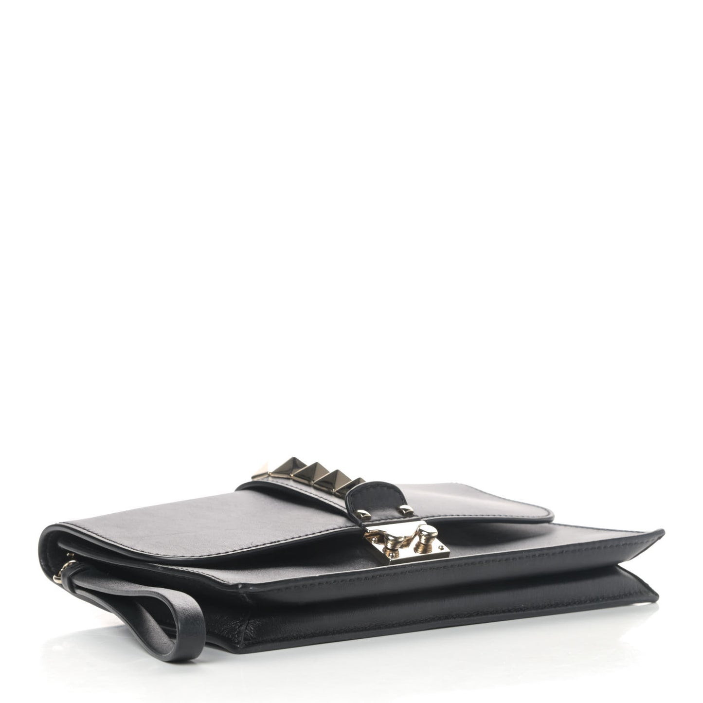 Vitello Glam Lock Rockstud Clutch Black
