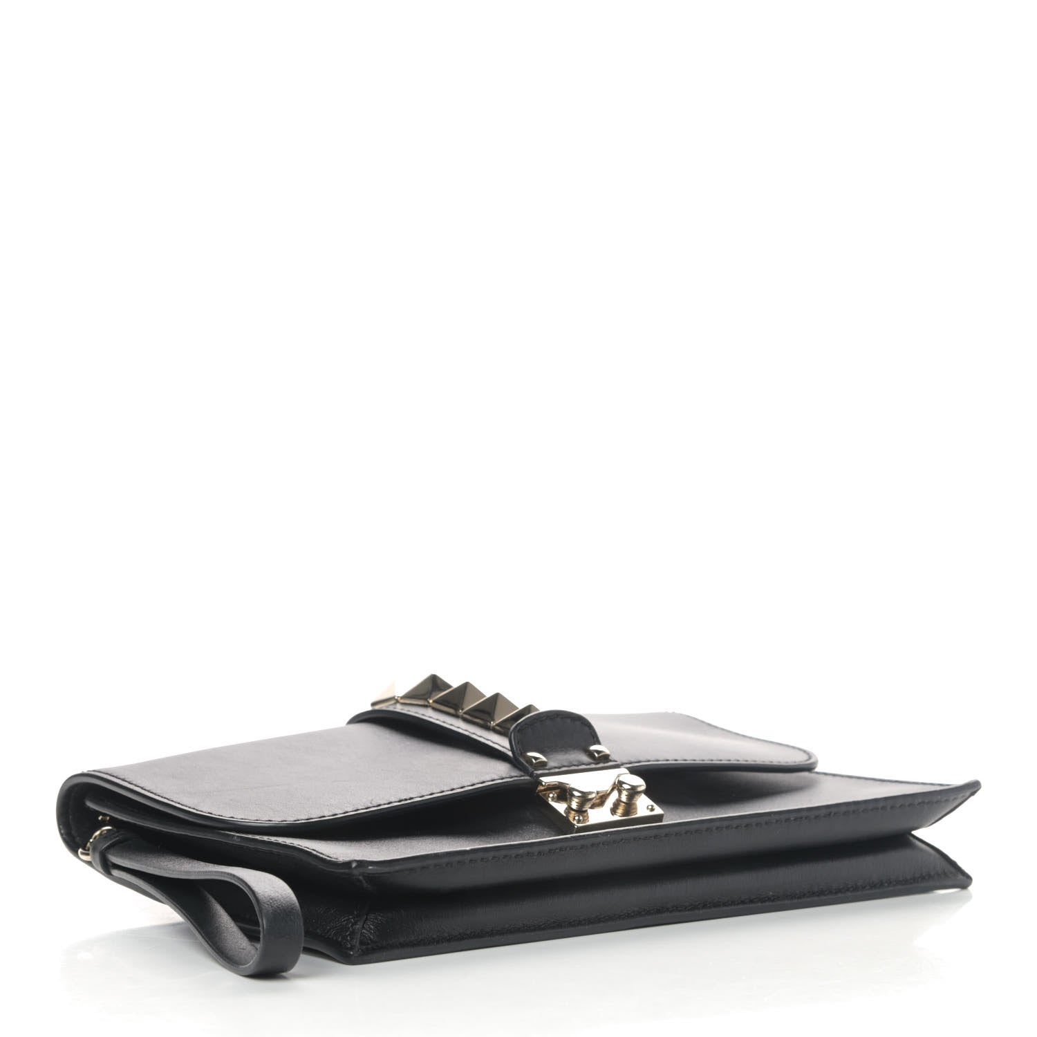 Valentino Garavani Vitello Glam Lock Rockstud Clutch Black 3 of 4