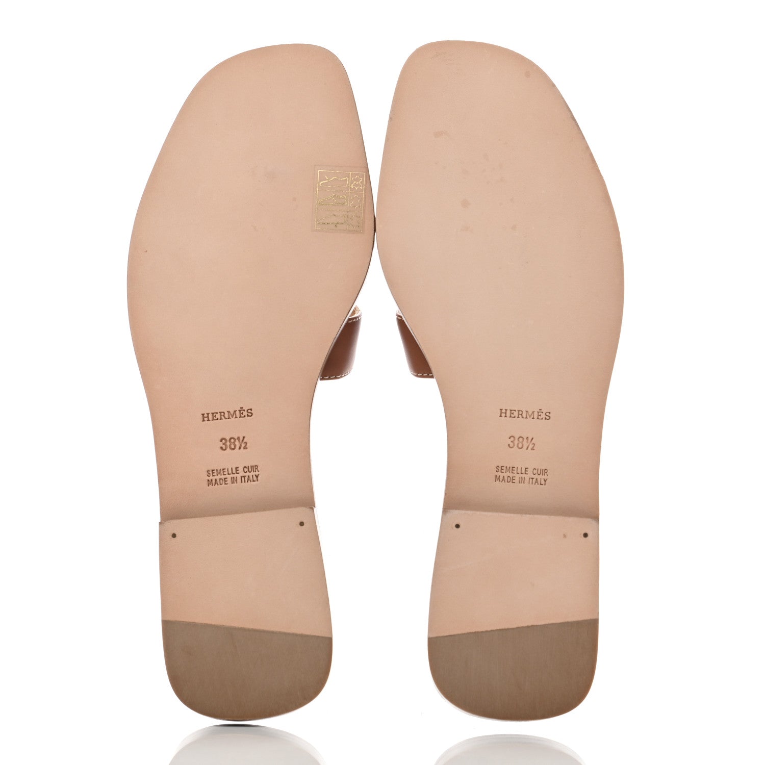 Hermes Box Calfskin Oran Sandals 38.5 Gold 5 of 7