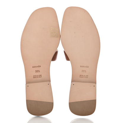 Hermes Box Calfskin Oran Sandals 38.5 Gold 5 of 7
