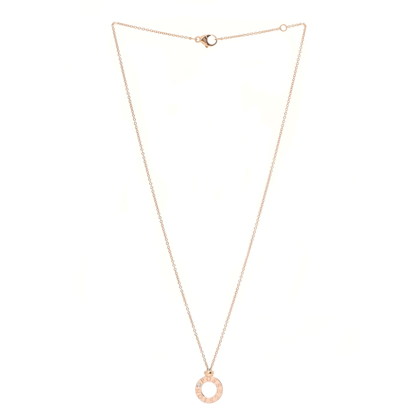 18K Rose Gold Diamond Possession Circle Pendant Necklace