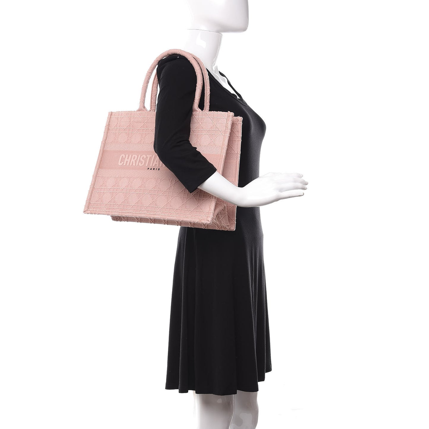 Canvas Embroidered Cannage Medium Book Tote Bois De Rose