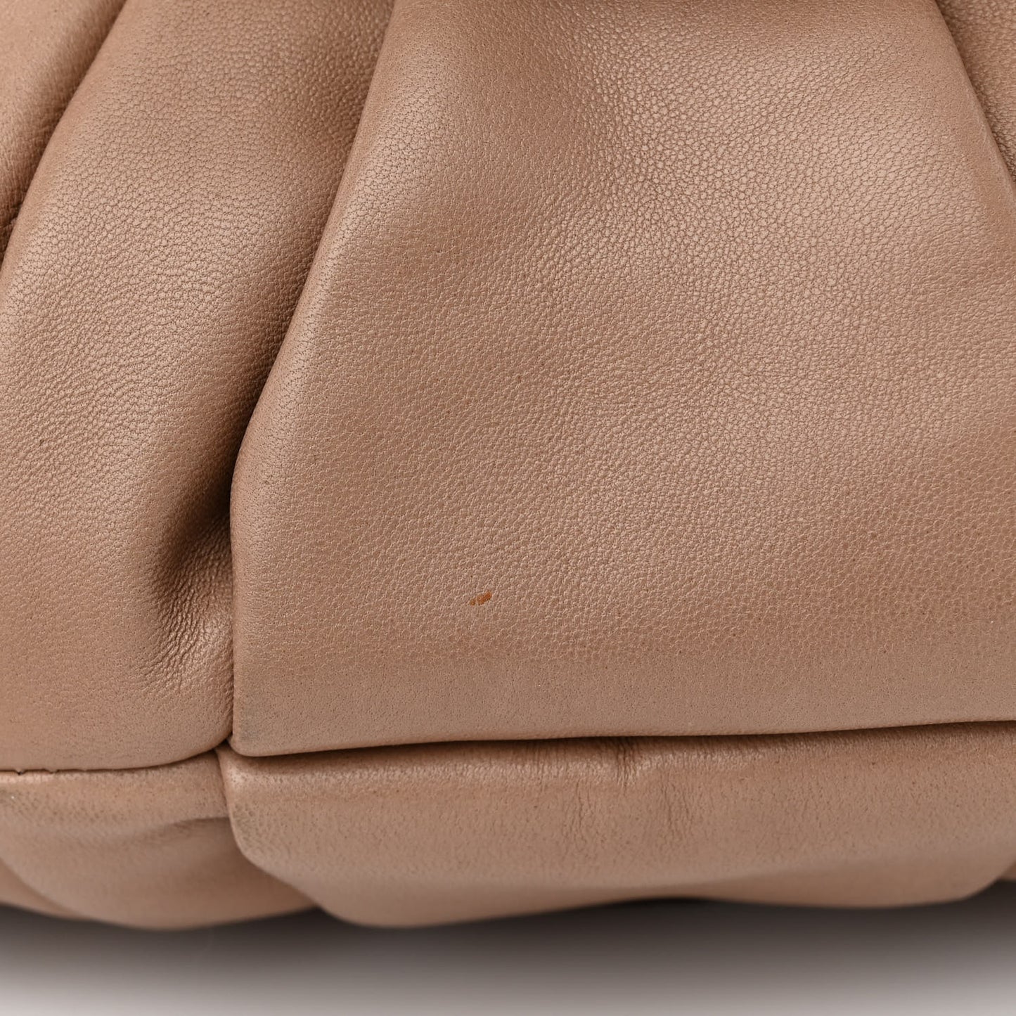 Lapin Rabbit Fur Lambskin Pleated CC Flap Bag Beige