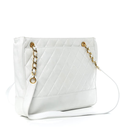 Chanel Lambskin Quilted Shoulder Bag White 3 of 27