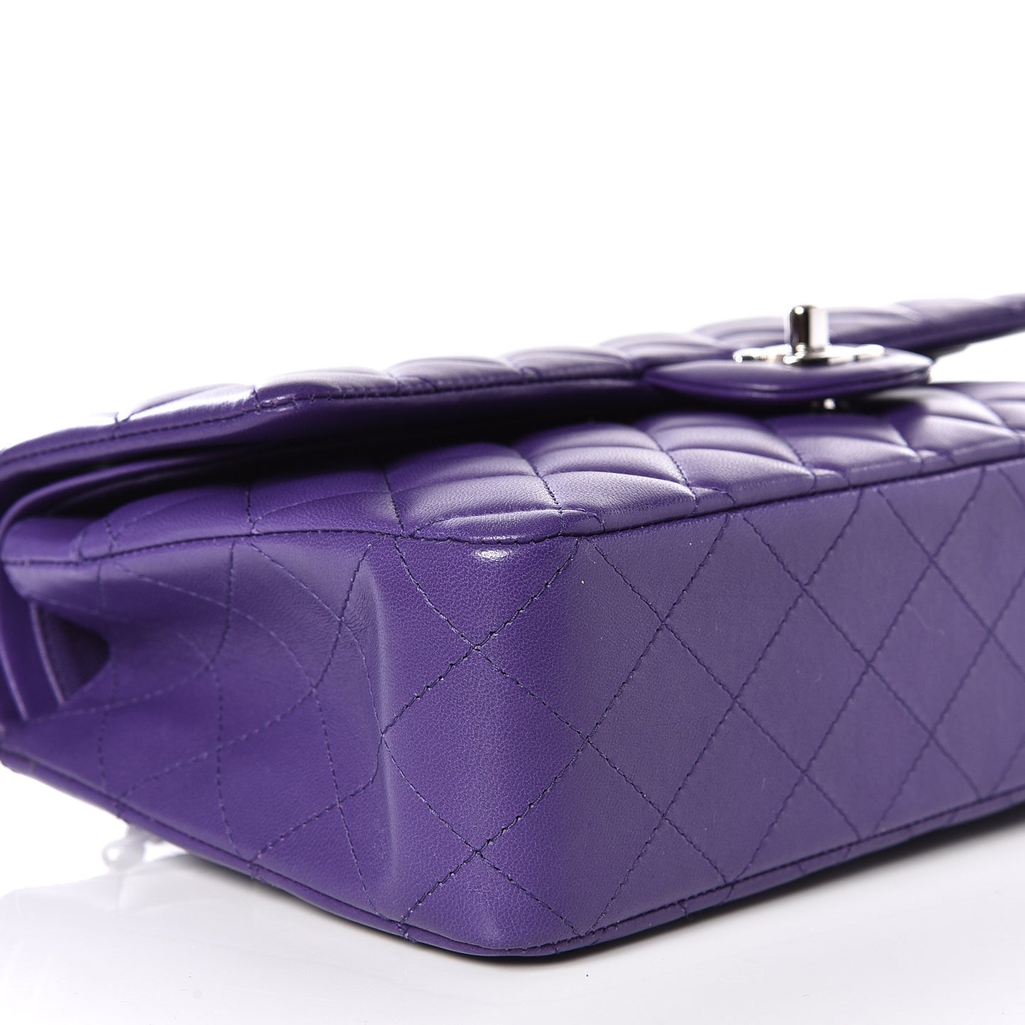 Lambskin Quilted Medium Double Flap Purple