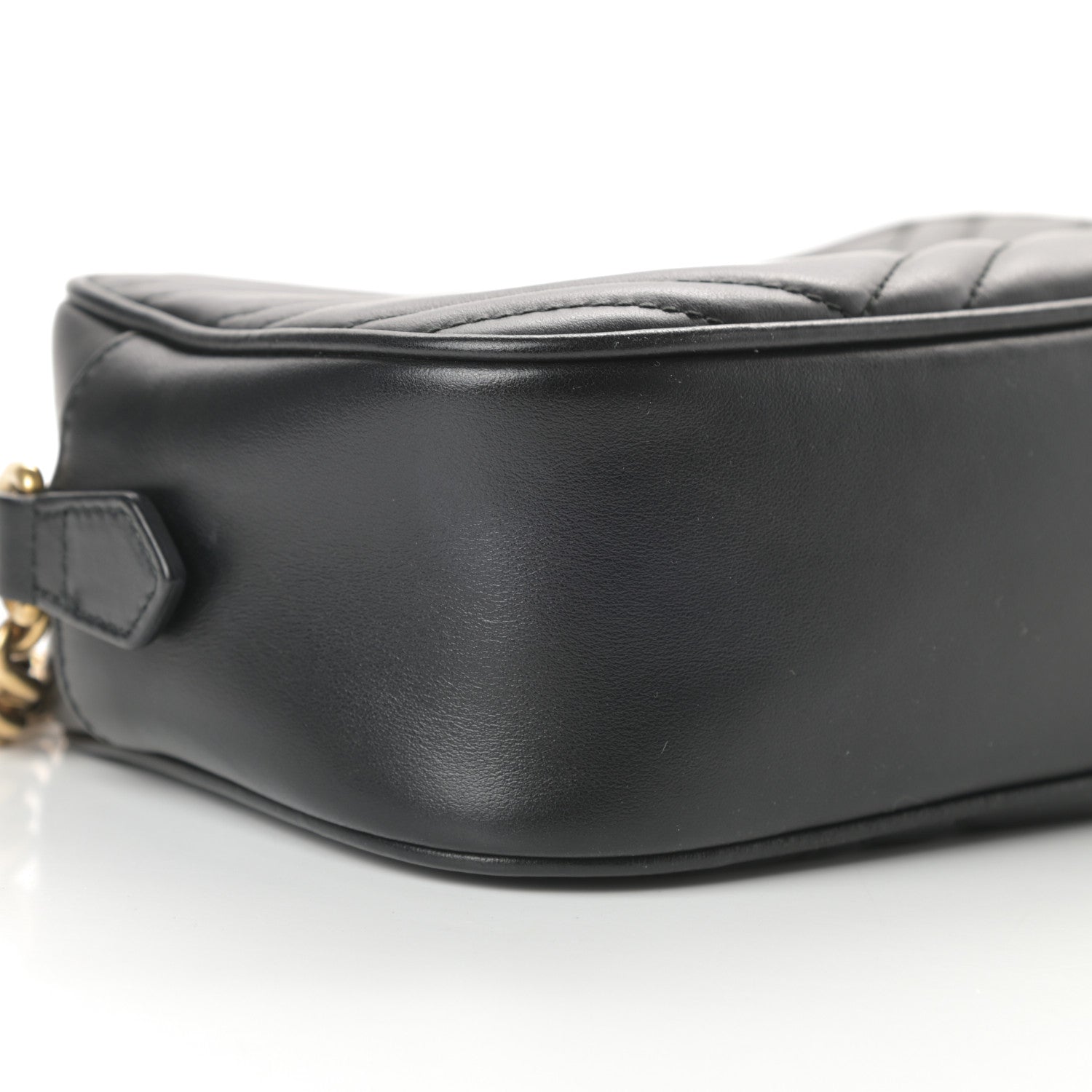 Gucci Calfskin Matelasse Small GG Marmont Chain Shoulder Bag Black 9 of 10