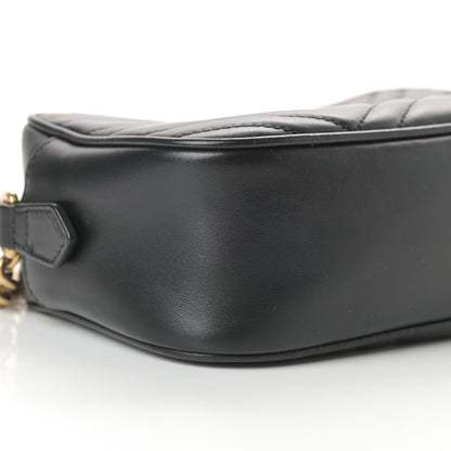Gucci Calfskin Matelasse Small GG Marmont Chain Shoulder Bag Black 9 of 10