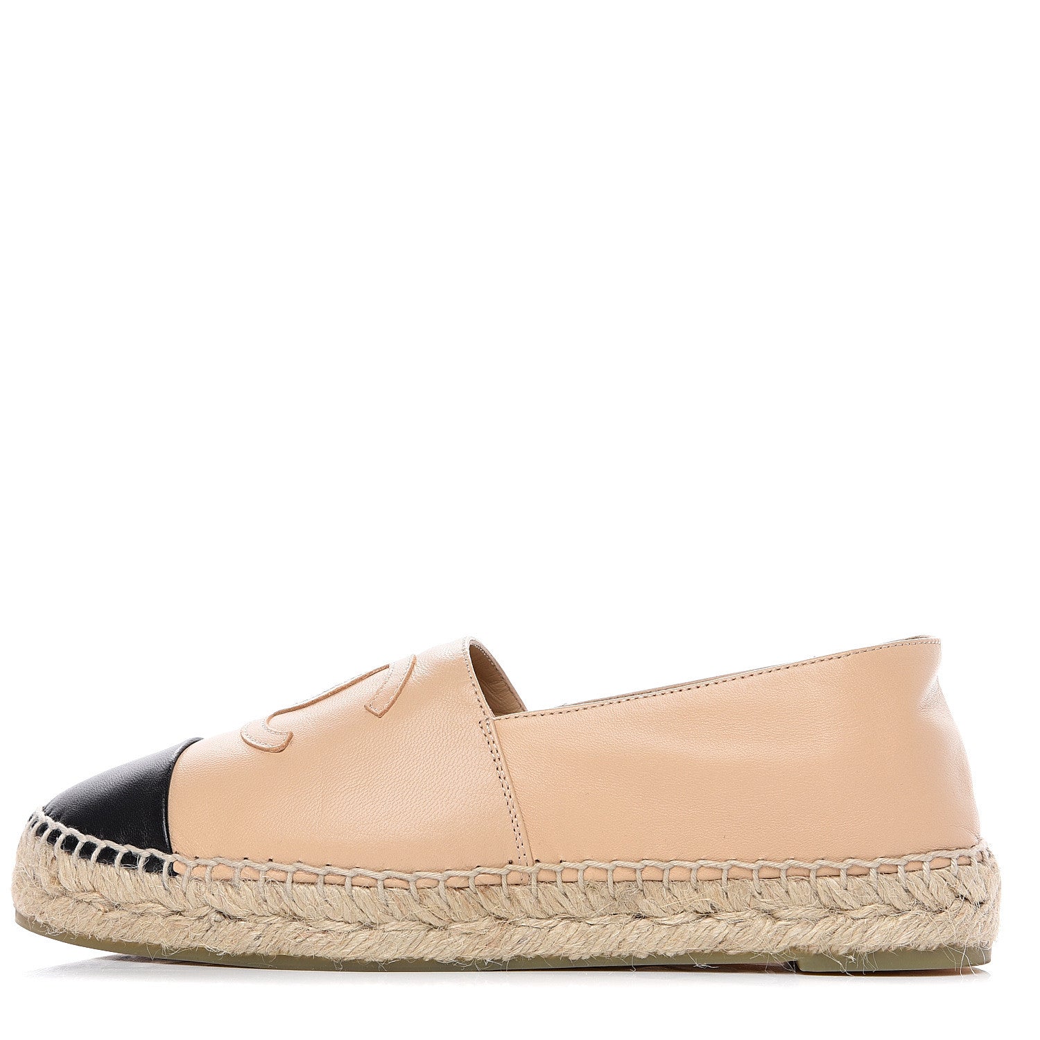 Chanel Lambskin CC Espadrilles 37 Beige Black 1 of 10