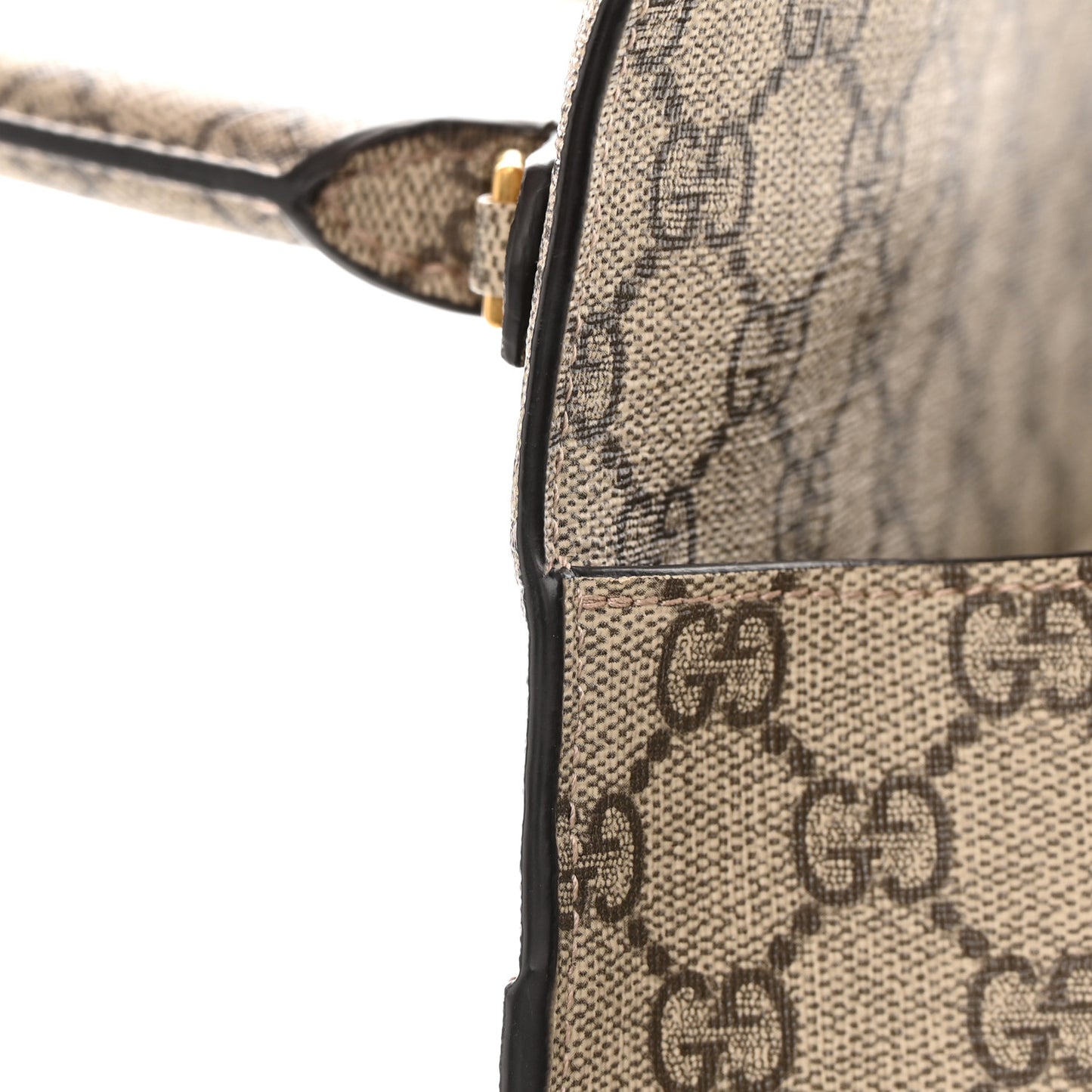 X GUCCI GG Supreme Monogram Medium Hourglass Top Handle Bag Beige Ebony