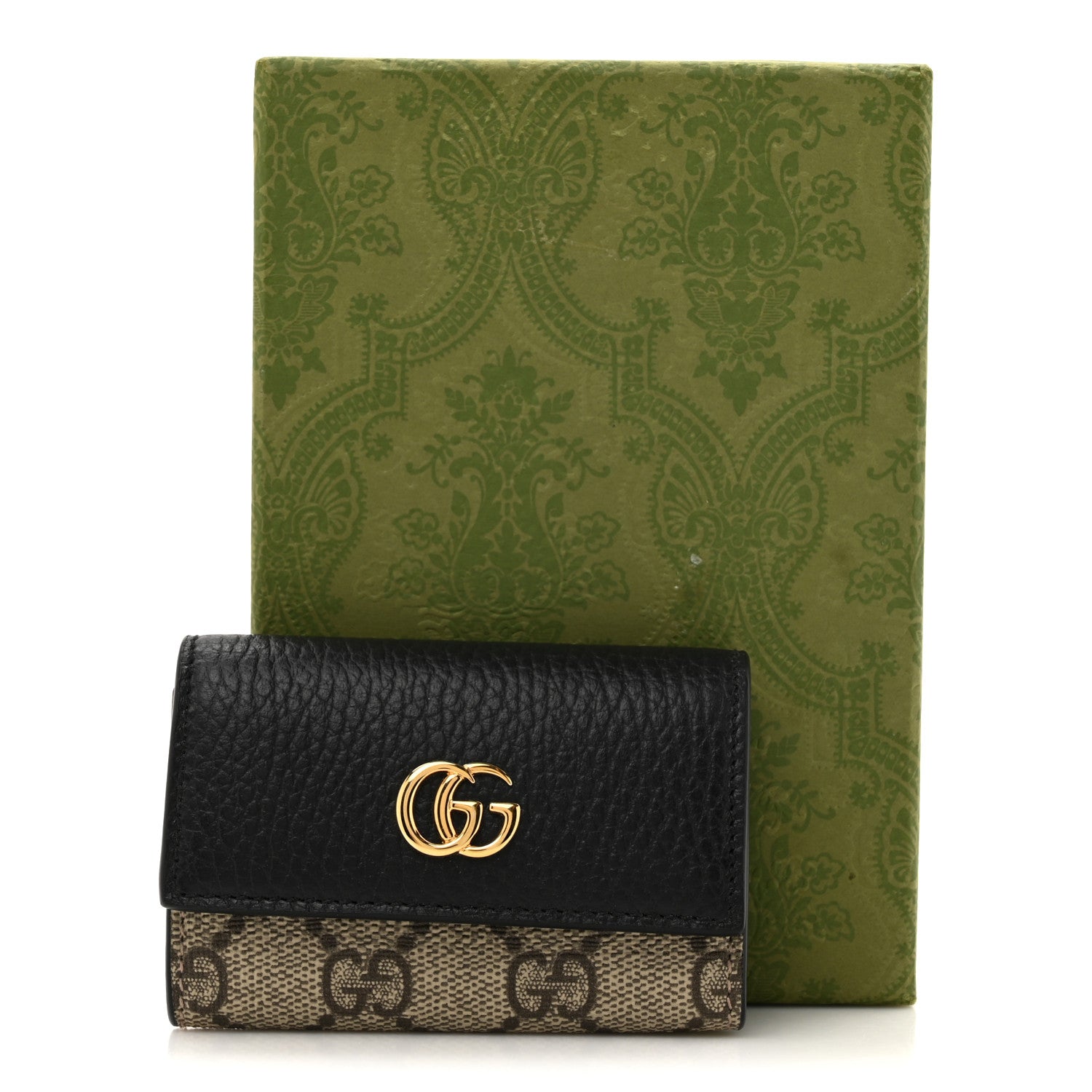Gucci Dollar Calfskin GG Supreme Monogram GG Marmont 6 Key Holder Case Black Beige Ebony 8 of 8