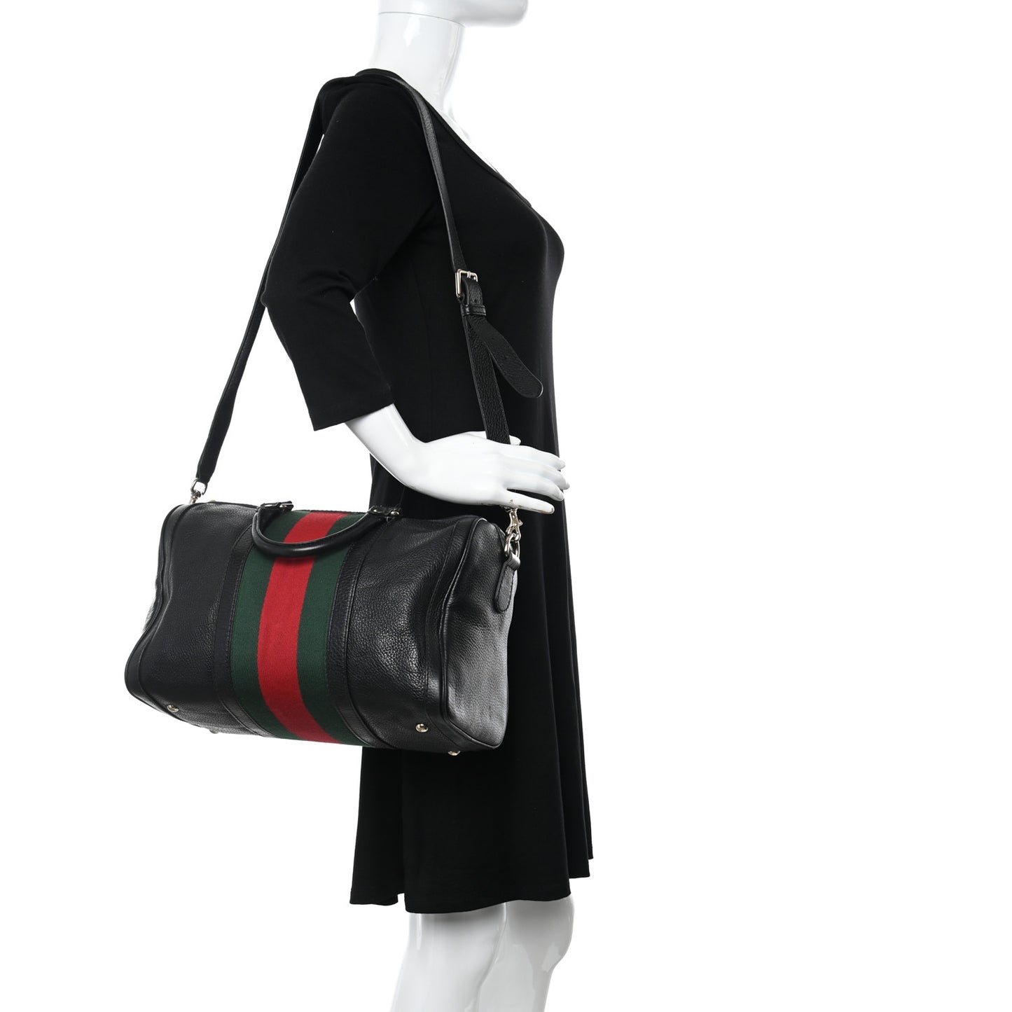 Calfskin Vintage Web Medium Boston Black