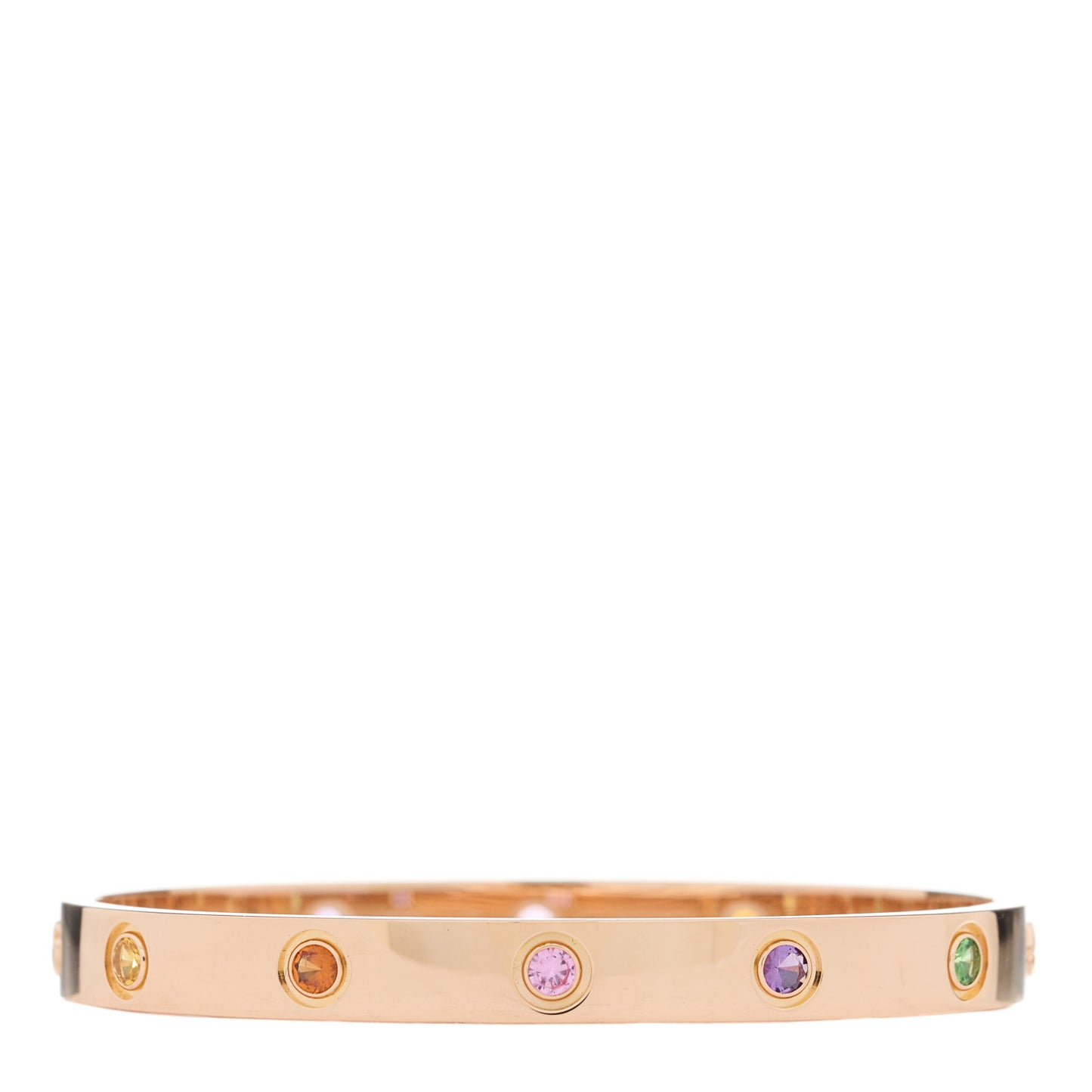 18K Pink Gold Sapphire Garnet Amethyst LOVE Bracelet 16