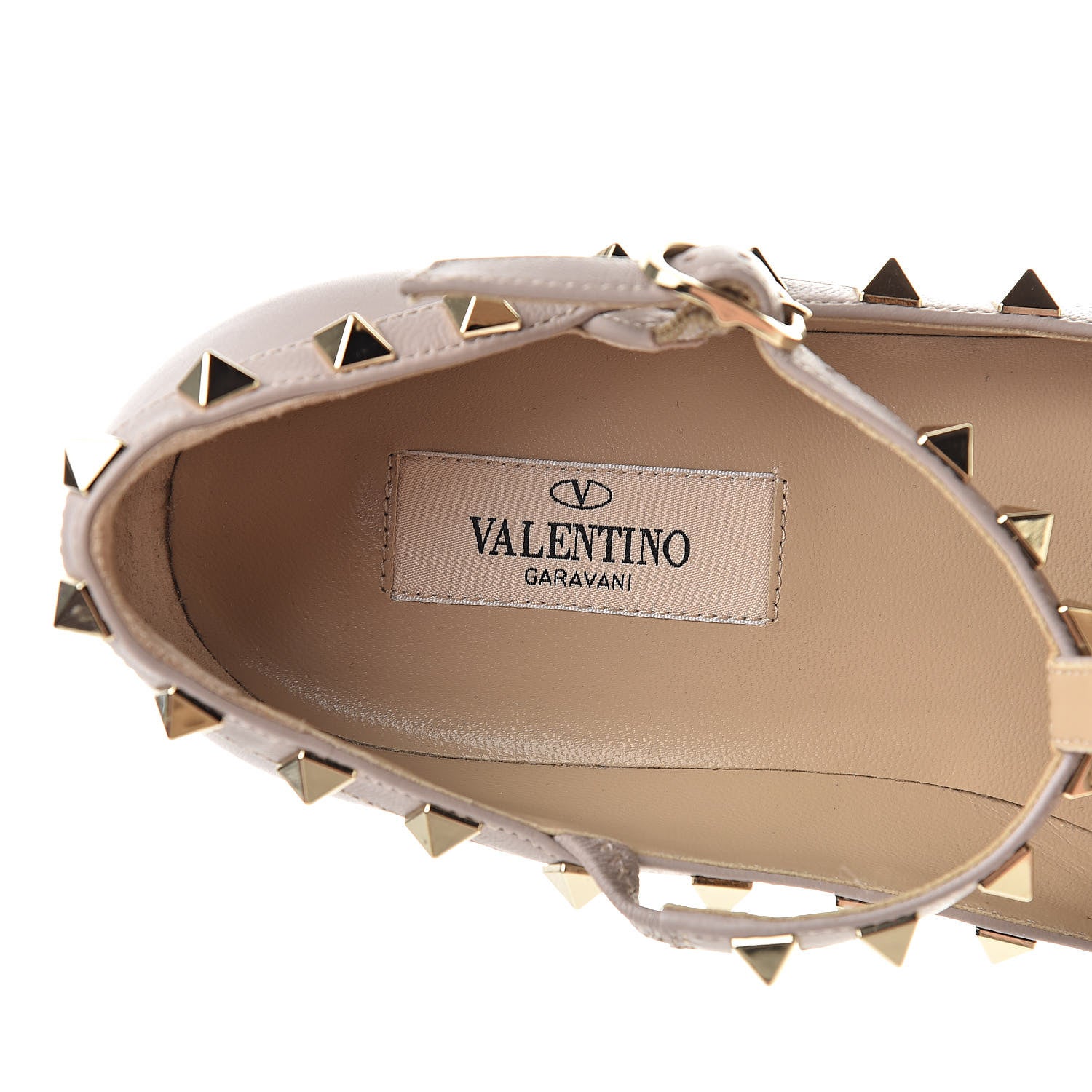 Valentino Garavani Nappa Rockstud Cage Ballerina Flats 37.5 Poudre 7 of 8