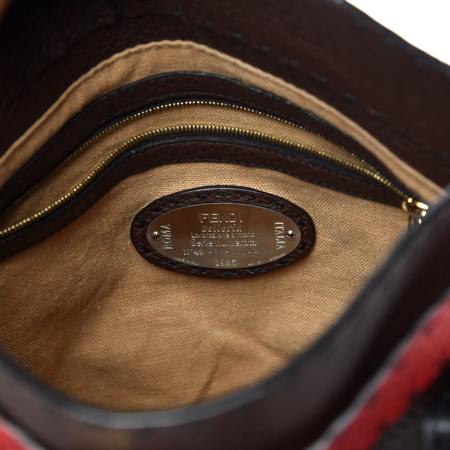 Calfskin Romano Selleria Large Villa Borghese Tote Marrone Black Fuoco
